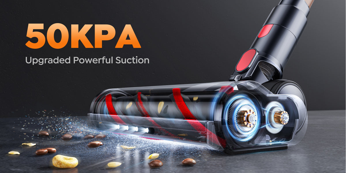 VAC01 upright vacuum cleaner 50KPA market-leading super suction power can easily suck away all hair and garbage.