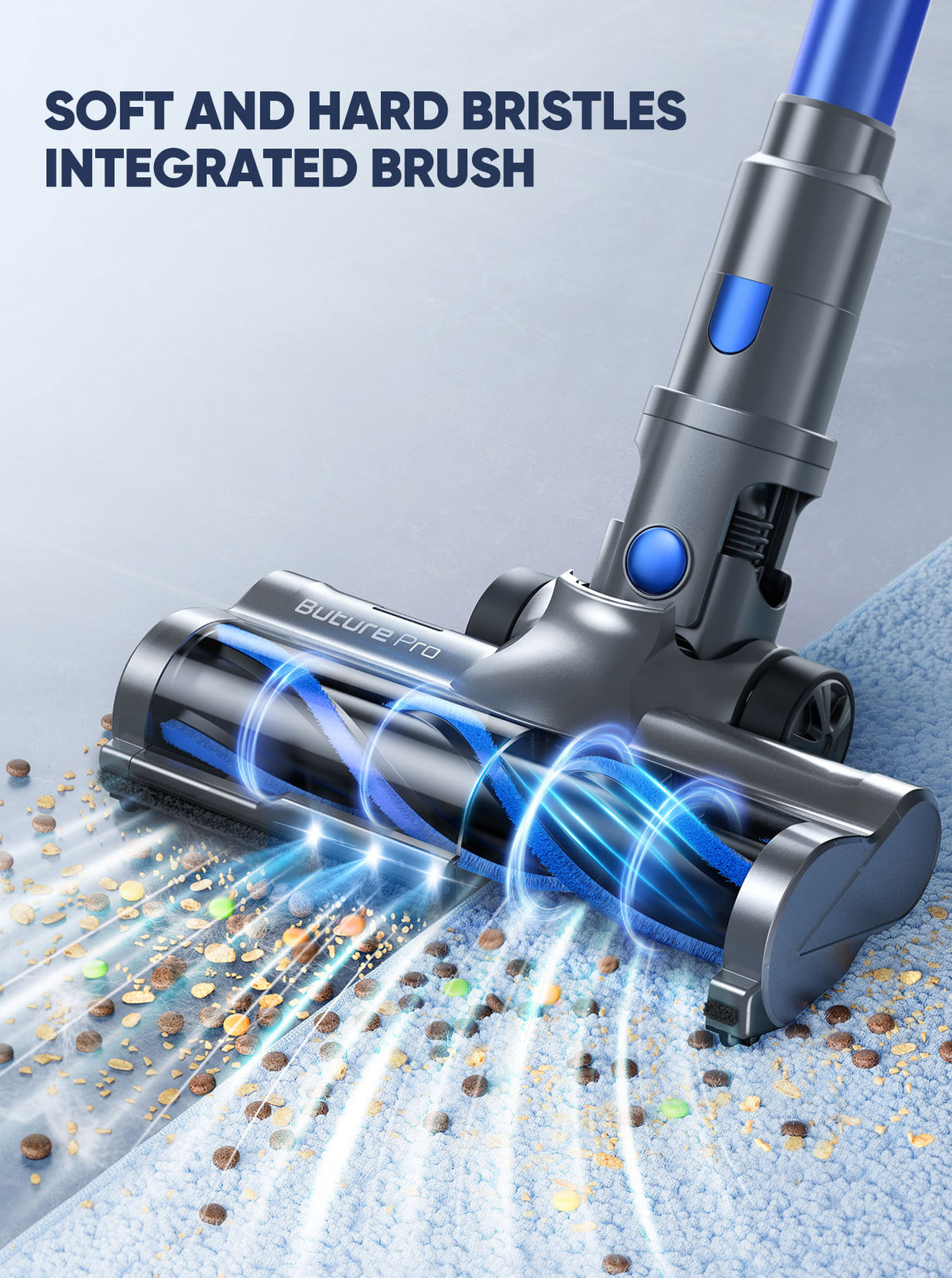 BP10 vacuum cleaner with soft and hard bristles integrated brush