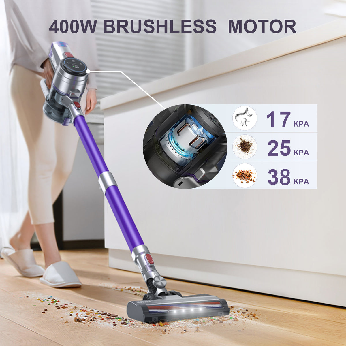 Buture VC10 Cordless 4-in-1 Stick Vacuum Cleaner 400W 38KPA with Touchscreen Cordless Vaccum