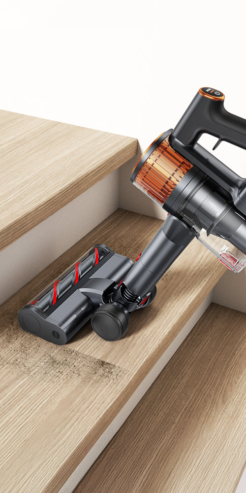 Buture X9 vacuum cleaner with lightweight design and easy assembly, allowing direct connection of floor brush to main body for quick, convenient stair cleaning.