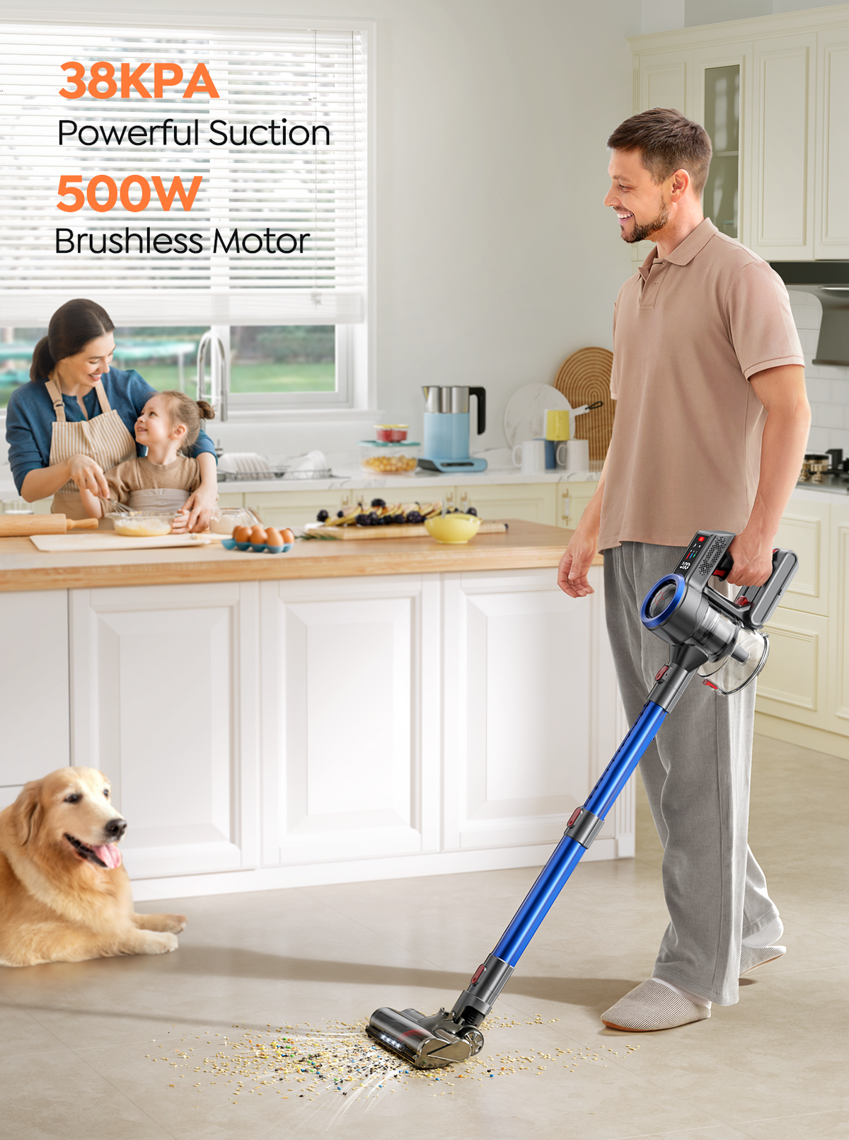Vacuum Bundle: Buture JR700 Blue Vacuum + 2 Batteries + 9 HEPA Filters