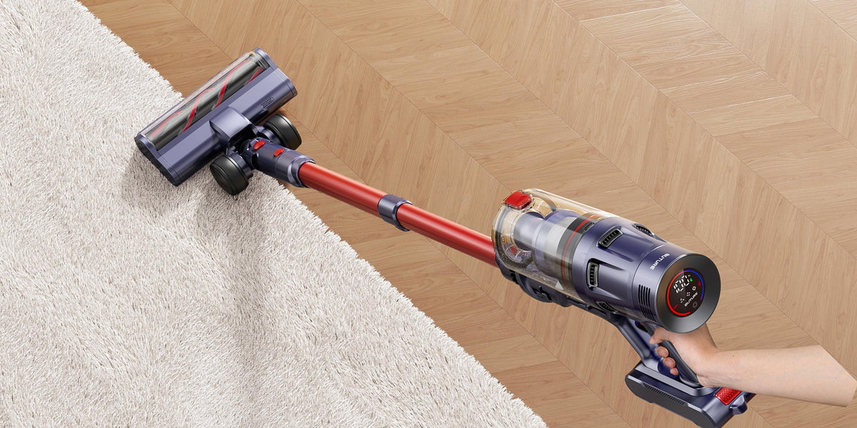 Buture BP20 cordless vacuum cleaner comparison – “After” image showing a spotless, clean floor after vacuuming, highlighting the vacuum's strong suction and fast cleaning efficiency.